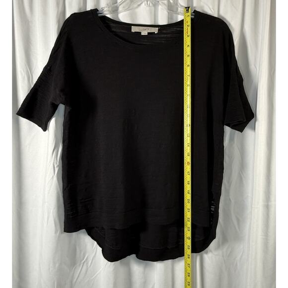Ann Taylor Loft Cotton Blend Hi-Low Top Black S Casual Breathable 88-09 - Picture 6 of 12